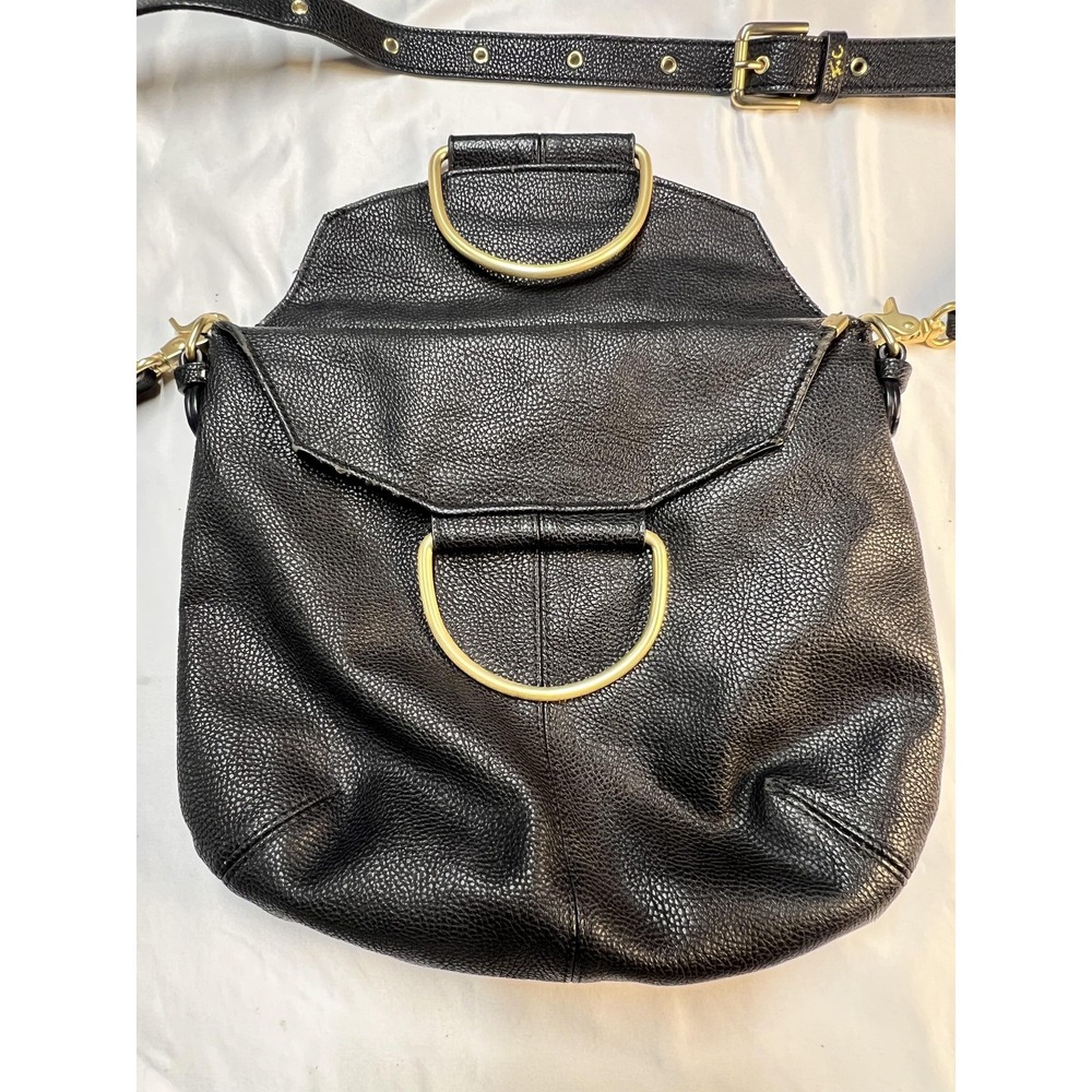 Foley & Corinna Shoulder Bag Black Faux Leather Gold Hardware Large Tote Womens
